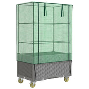 Aiuola rialzata/fioriera con copertura e ruote effetto rattan grigio chiaro 02_0038798