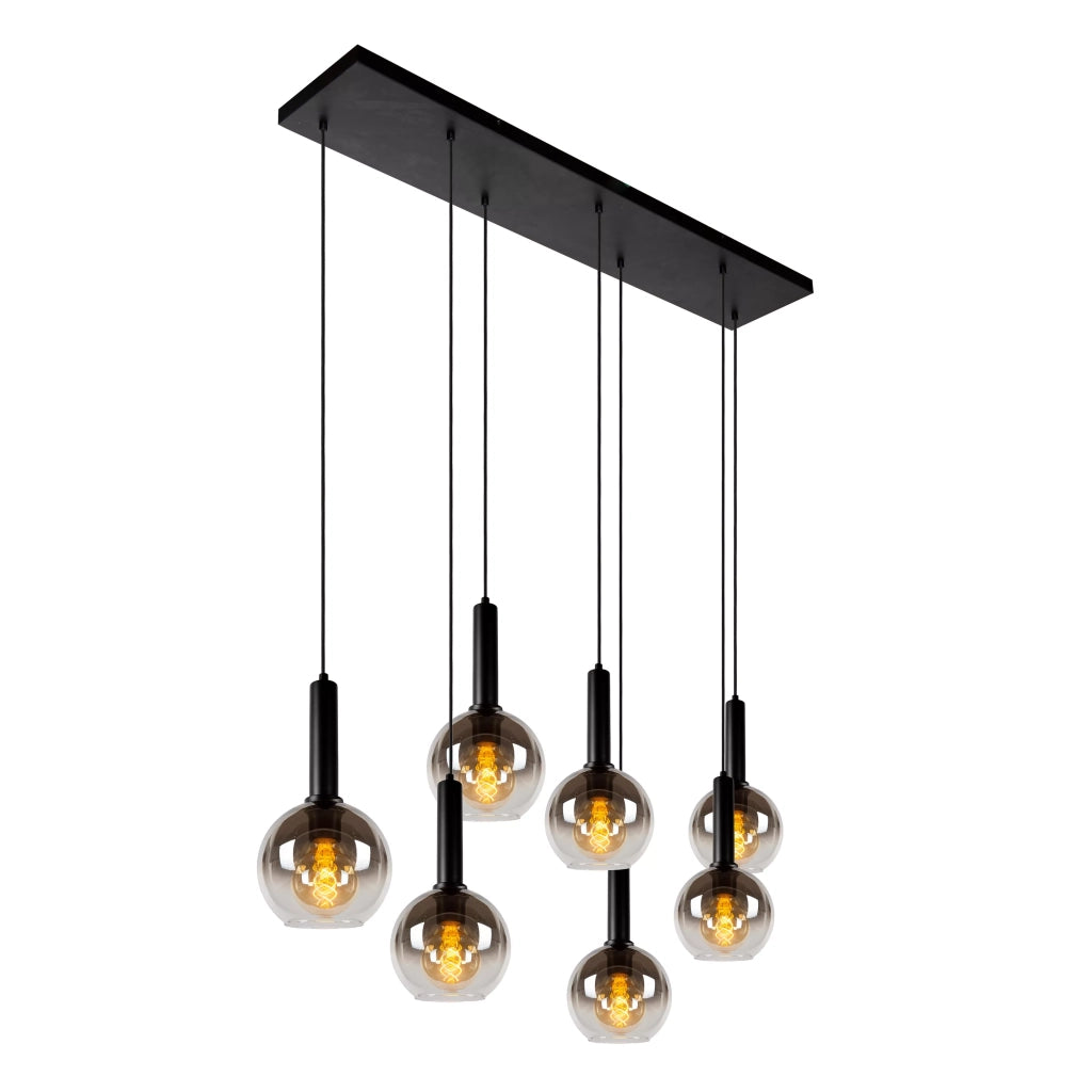Lampada sospesa Marius 7 luci sfere vetro fumé Lucide