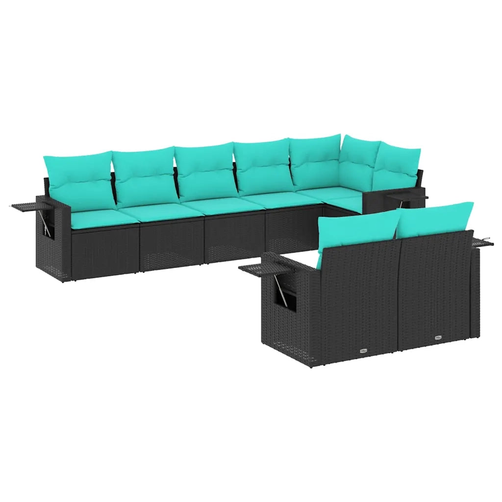 Set Divani da Giardino 8 pz con Cuscini Nero in Polyrattan 3220416