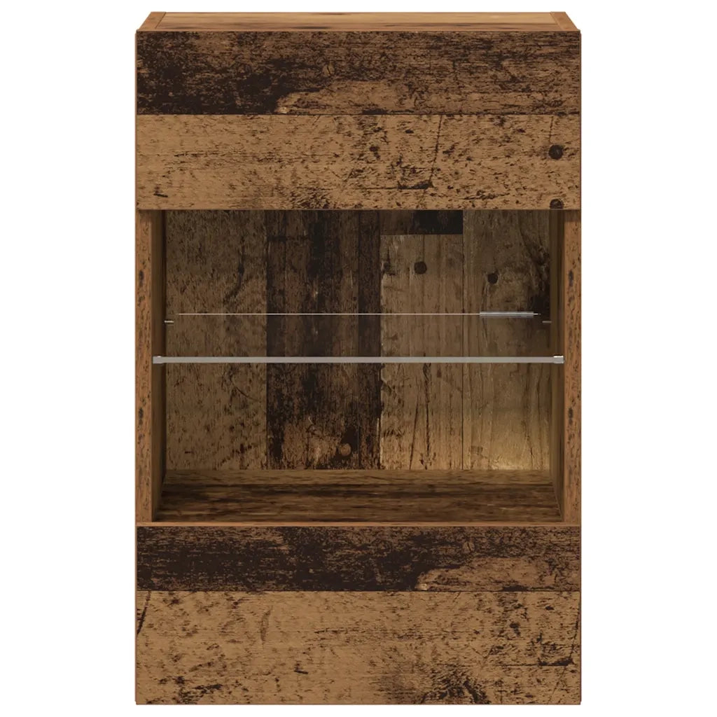 Mobili TV a Parete con Luci LED 2pz Legno Vecchio 40x30x60,5 cm