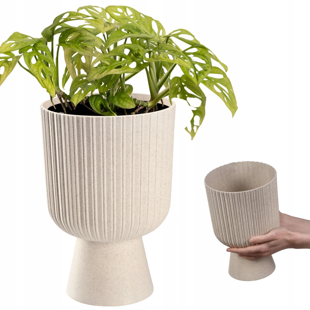 Vaso da fiori KADAX, vaso per piante da giardino, copertura in plastica, 18 cm, supporto per fiori, beige