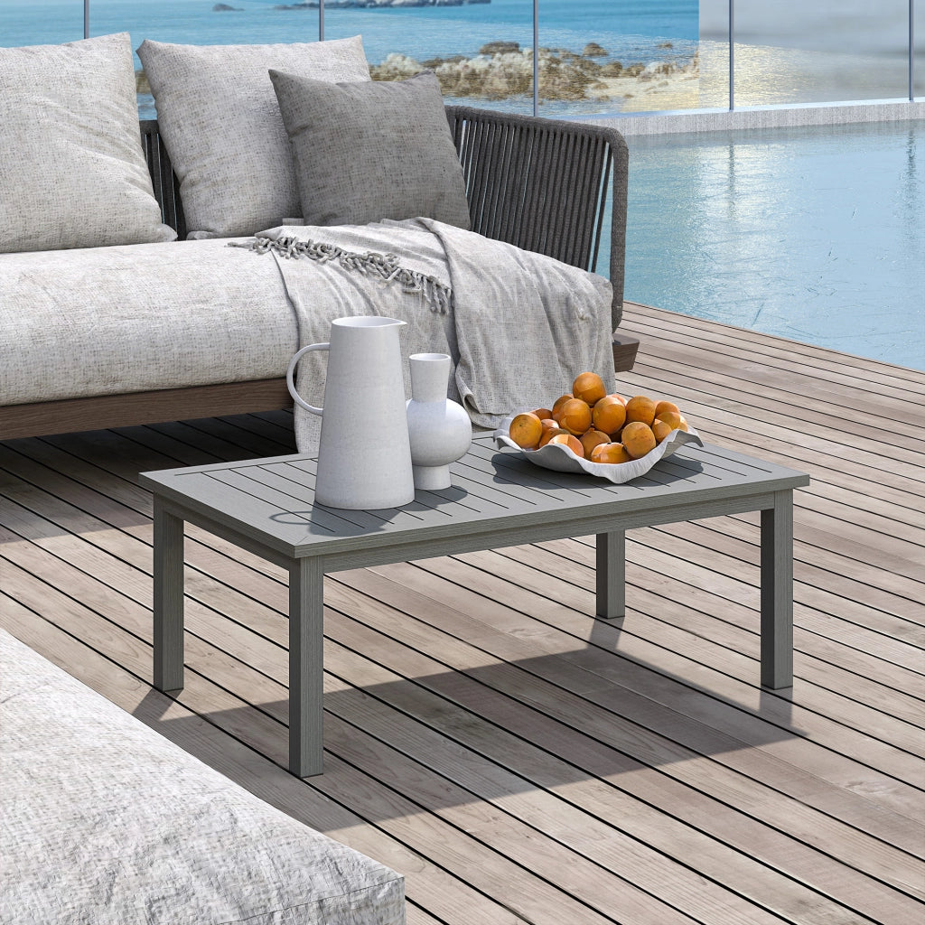 Tavolino rettangolare con piano in legno ¨C zephmum ¨C 100x60x37 cm grigio