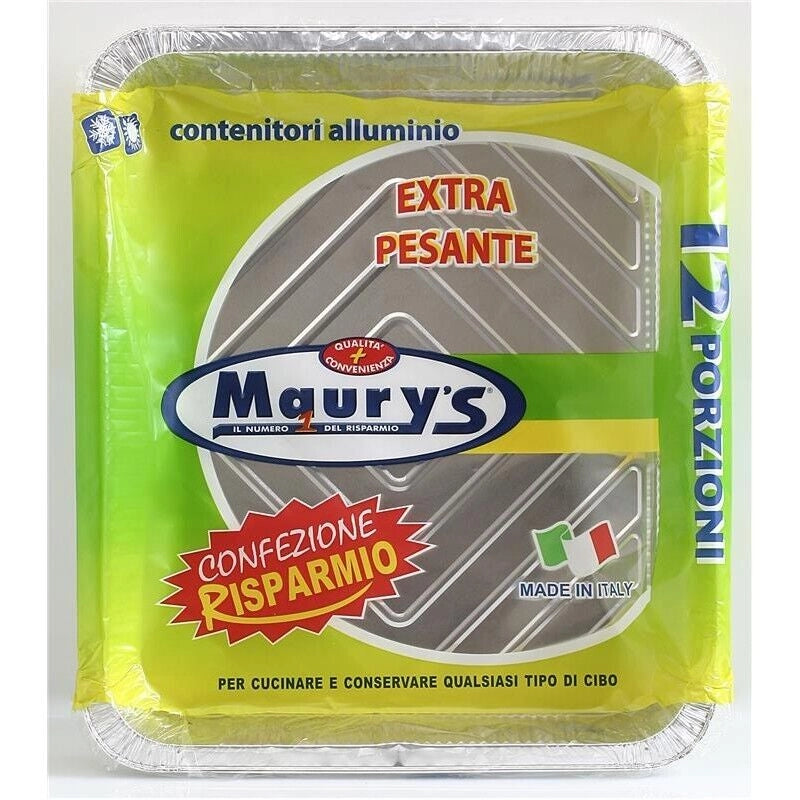 MAURY'S CONTENITORE PER ALIMENTI IN ALLUMINIO 12 PORZIONI 2PZ EXTRA PESANTE