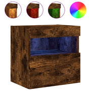 Mobile TV a Parete | Armadietto TV | Mobile Porta TV con Luci LED Rovere Fumo 40x30x40 cm