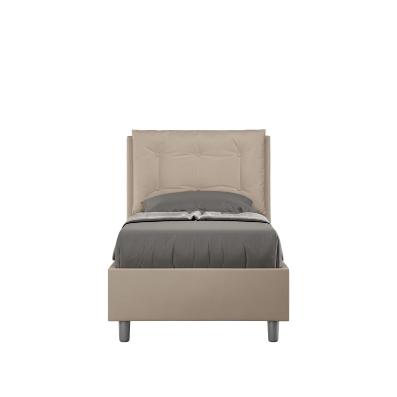 Letto imbottito Singolo 80x210 cm Annalisa - Similpelle,Tortora,Con rete