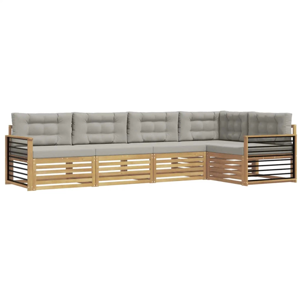 Set di divani da esterno 6 pz Bianco e Grigio Chiaro Poliestere 3390496