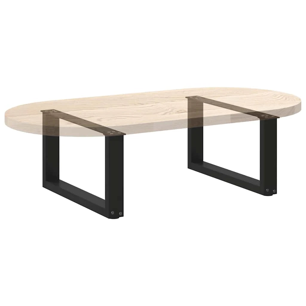 Set di 2 gambe per tavolino da caffè a forma di U dal design moderno 60 x 30 cm con piedini regolabili in acciaio nero 02_0057380