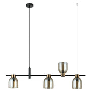 Lampada sospensione Servio Italux nera ambra asimmetrica 4xE14