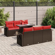 Set Divani da Giardino 7pz con Cuscini Marrone Polyrattan Acacia 3326425