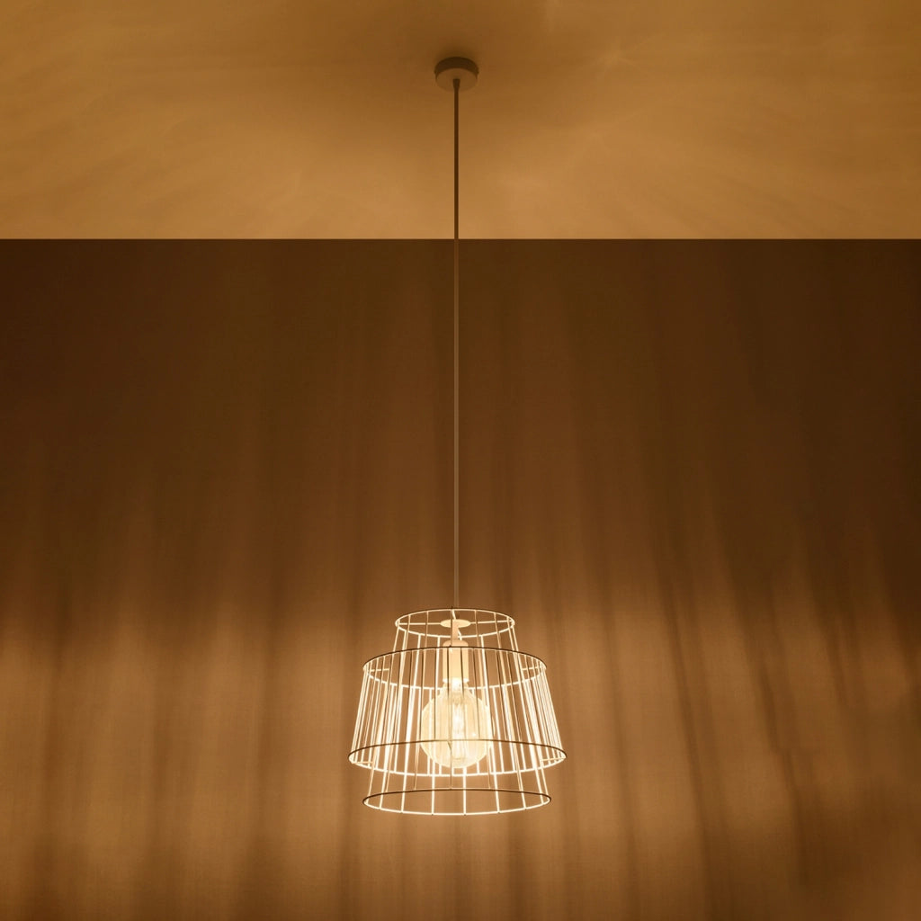 Lampada sospensione PORTAL bianca metallo E27 Pure Lume