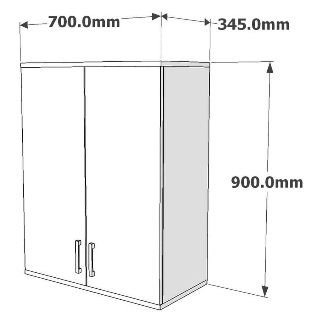 Isili, Mobile Pensile 2 Ripiani, 70x90h cm Bianco