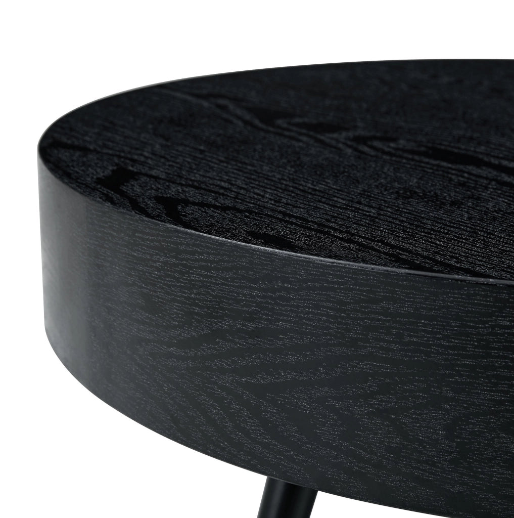 Tavolino da caffè rotondo ? 70 x 35.5 cm con piano resistente ai graffi in MDF nero