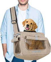 Zaino per cani, zaino per animali fino a 9 kg, zaino per cani, asciugamano respirante, cani, animali domestici, zaino per spalle, regolabile, per passeggiate, attività all'aperto e escursioni, kaki