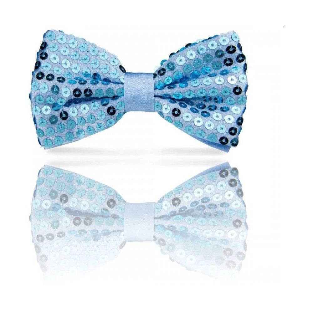 Trade Shop - Papillon Paillettes Celeste Teatro Paillette Raso Cravattino Farfallino Cravatta -