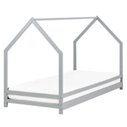 Letto per bambini con baldacchino e rete in legno di pino grigio 90 x 200 cm cemeretta