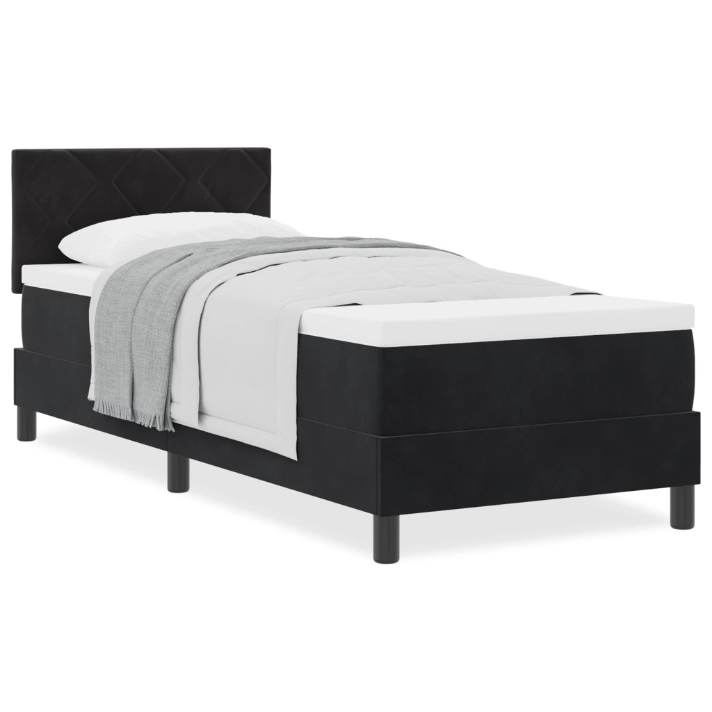 Letto Box Spring con Materasso Nero 80x200 cm Velluto