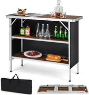 Cucina da Campeggio Pieghevole con Telaio in Alluminio, Mobile da Campeggio con 3 Ripiani e Borsa per Trasporto, Cucina da Esterno per Attività all'Aperto, Picnic e Barbecue (Nero)