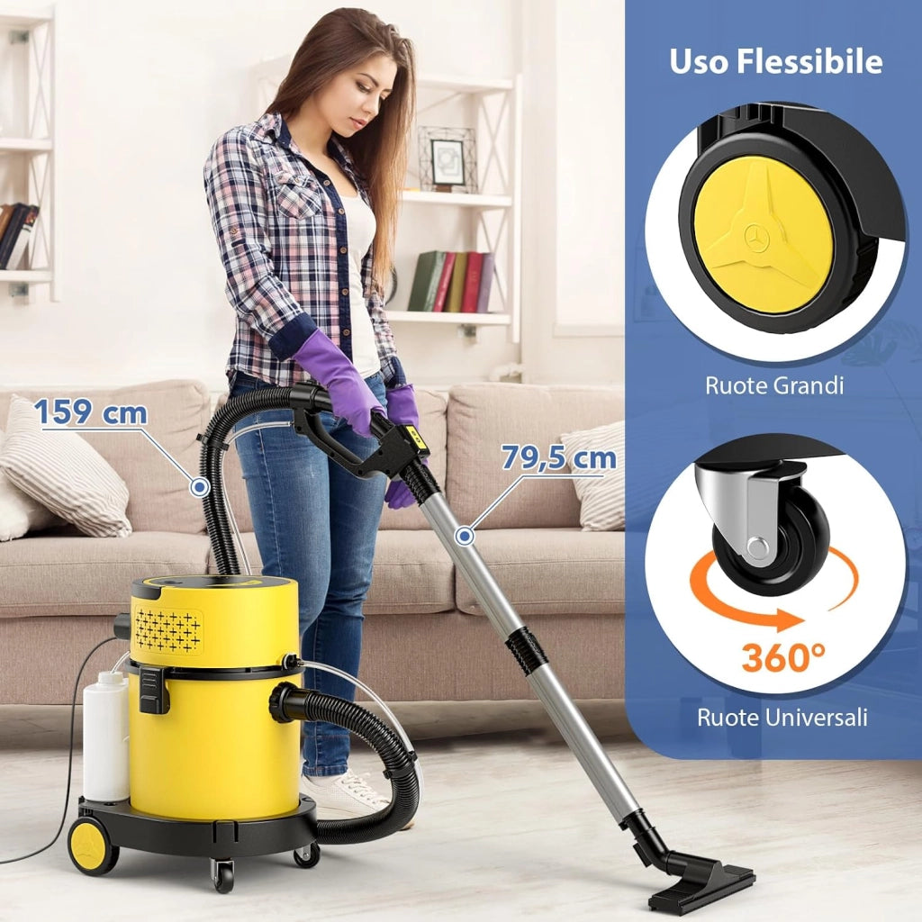 1200W 20L Aspiratori Solidi e Liquidi, 4 in 1 Macchina per Pulizia 17 KPA con Telecomando, Aspirapolvere con 9 Accessori per Pavimenti Scale Divano Auto