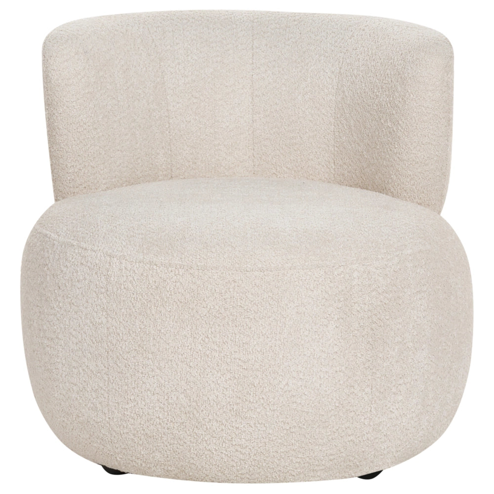 Poltrona Accogliente in Poliestere Chenille Beige Chiaro Design Moderno Seduta Confortevole Senza Braccioli Schienale Curvo Stile Scandinavo