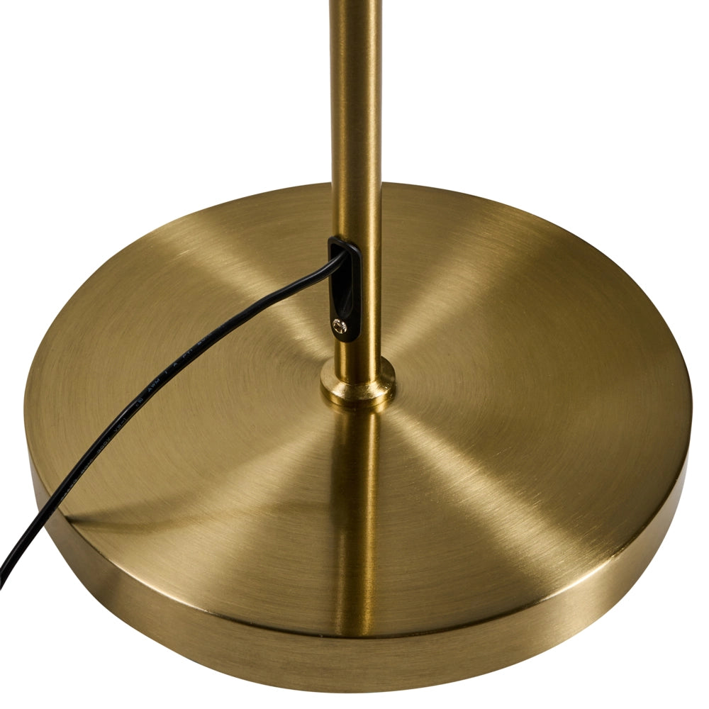 Lampada da terra a LED con paralume ovale in vetro bianco e base in metallo con dimmer, stile retrò