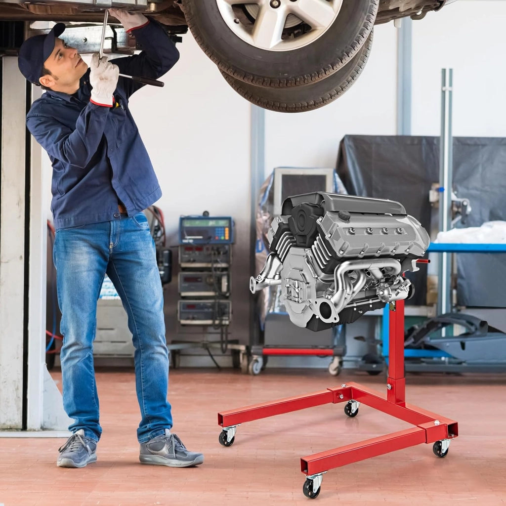 Cavalletto per Motore, Supporto Motore con Testa Rotante a 360°, 4 Bracci Regolabili, Ruote e Maniglia, capacità di carico 340 kg / 680 kg (Modello 680kg)