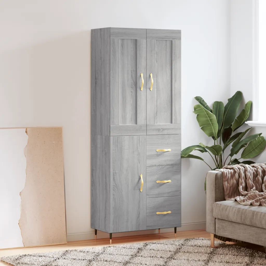 Credenza Grigio Sonoma 69,5x34x180 cm in Legno Multistrato 3199799