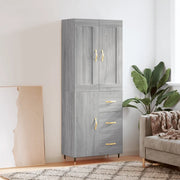 Credenza Grigio Sonoma 69,5x34x180 cm in Legno Multistrato 3199799