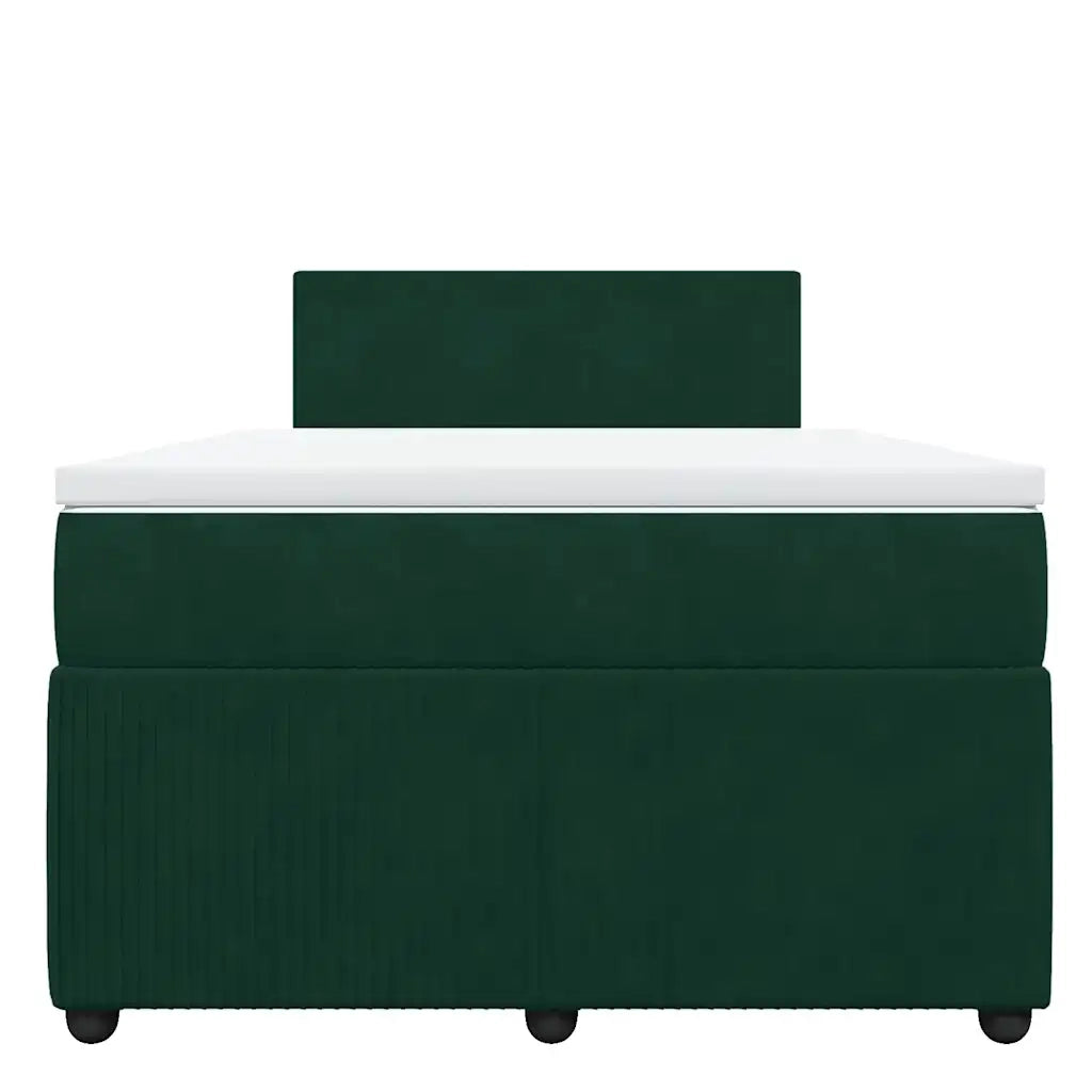Giroletto a Molle con Materasso Verde Scuro 120x200 cm Velluto