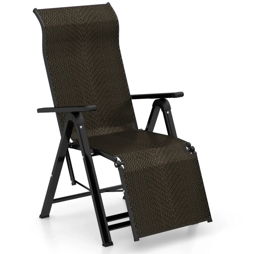 Poltrona da giardino reclinabile 59 x 151,5 x 75 cm resistente alle intemperie stile classico rattan PE marrone 20_0014523
