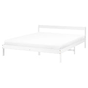 Letto matrimoniale in legno di Pino bianco con Rete a Doghe 160 x 200 cm stile minimalista