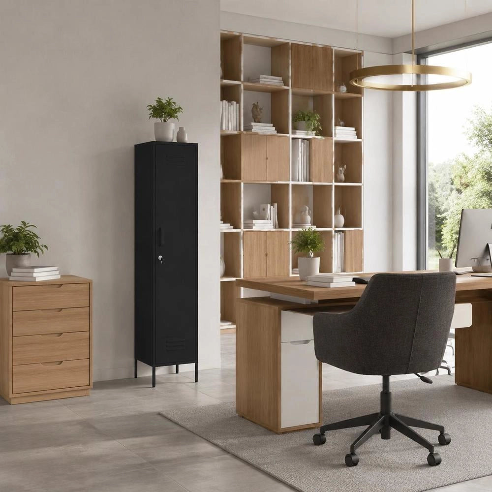 Locker Cabinet, Black, 35x46x180 Cm, Steel