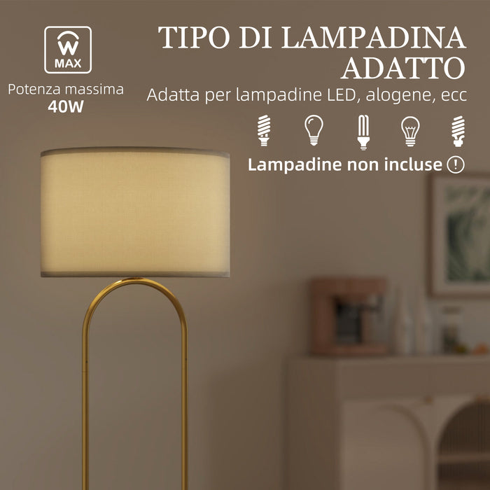 Lampada da Terra Moderna Design ad Arco Ø38x156 cm in Metallo e Tessuto Oro