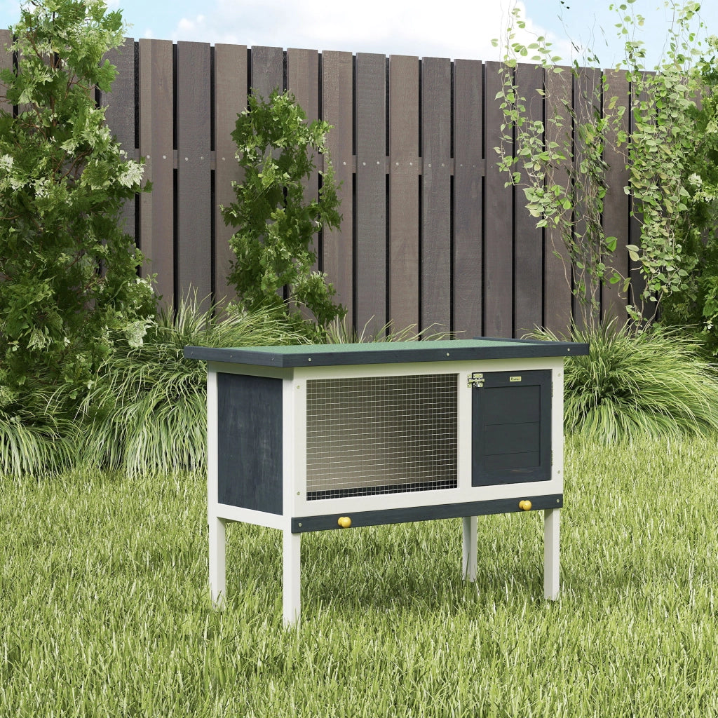 Gabbia per conigli con tettuccia apribile e porta ¨C zephmum ¨C 90x45x65 cm grigio scuro e bianco