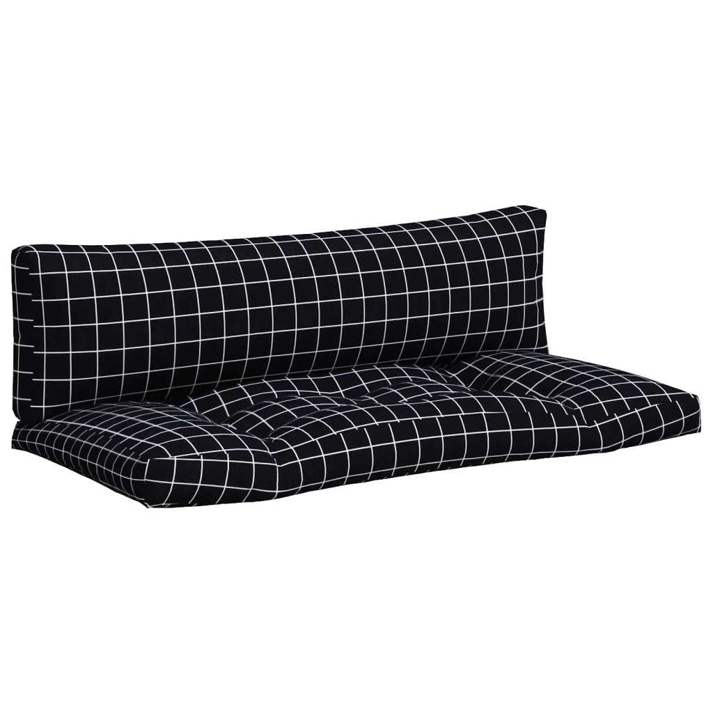 Cuscini per Pallet 2 pz | Cuscini per sedie Motivo a Quadri Nero in Tessuto Oxford