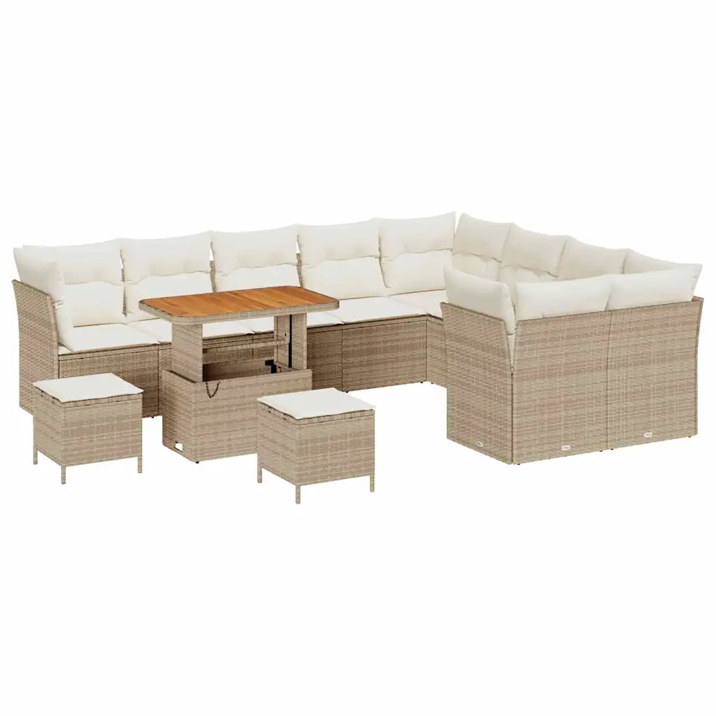 Set Divano da Giardino 12 pcs Beige polyrattan
