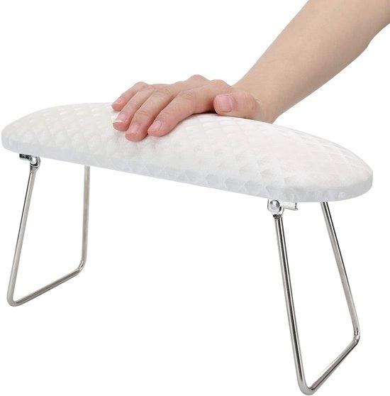 Cuscino per manicure pieghevole - supporto per unghie - cuscino per manicure con piede di supporto in acciaio inossidabile - schokresistente - con piede di supporto in acciaio inossidabile - modello con supporto per braccio