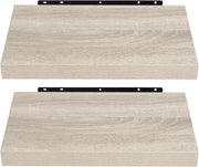 Mensola a Muro Set da 2, 25cm, Mensole Librerie da Parete Scaffale MDF Stile Rétro Ripiano Portaoggetti, Quercia, 0079QJ-2