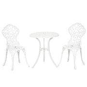 Set Giardino Esterno 3 Pezzi ¨C Zephmum ¨C Alluminio Bianco, 2 Sedie 45x42x85.5 cm e Tavolino Rotondo ?61x66.5 cm