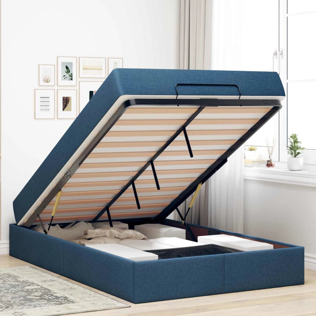 Struttura letto con materasso con materasso 2 pcs Blu Tessuto