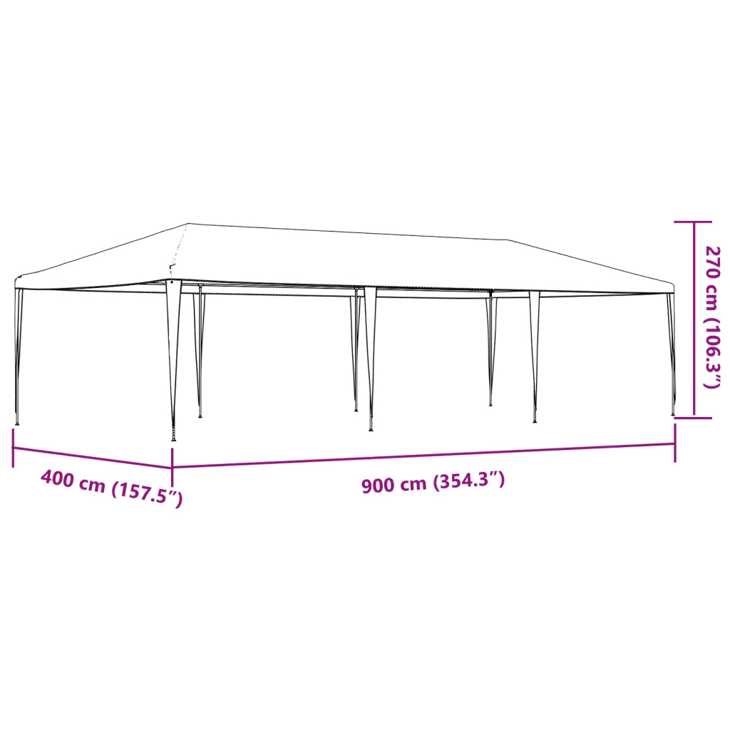 Gazebo Professionale 4x9 m Verde 90 g/mÂ²