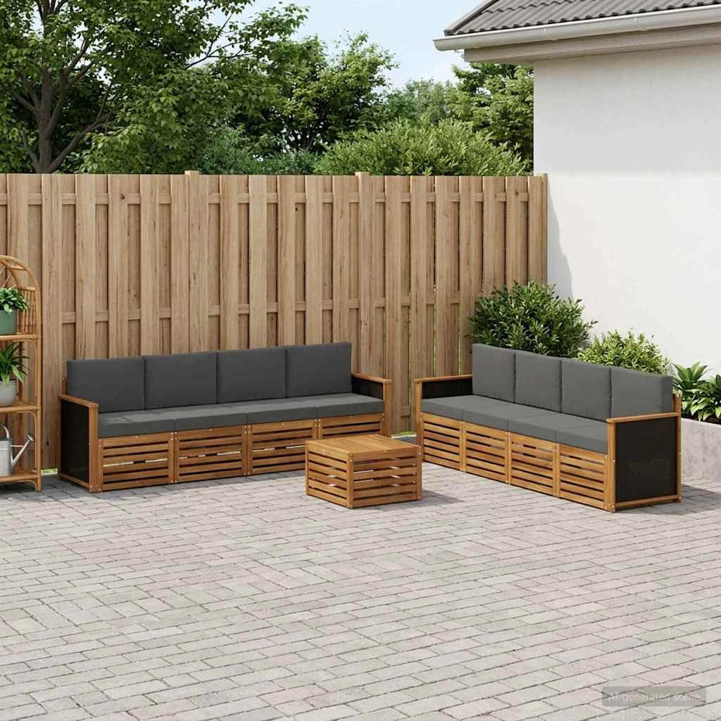 Set di divani da esterno 9 pz Naturale e Antracite 3384163