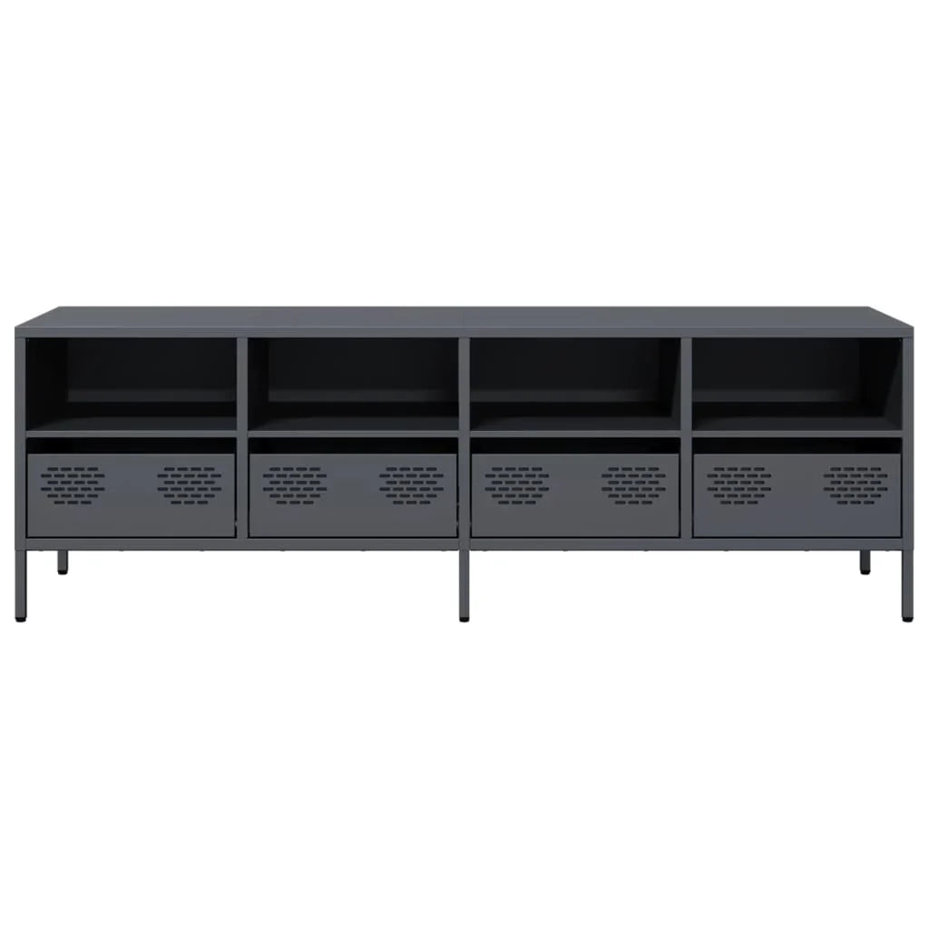 Mobile TV multimediale mensola TV credenza TV per sala da pranzo soggiorno camera da letto 135 x 39 x 43,5 cm acciaio laminato a freddo antracite 02_0026392