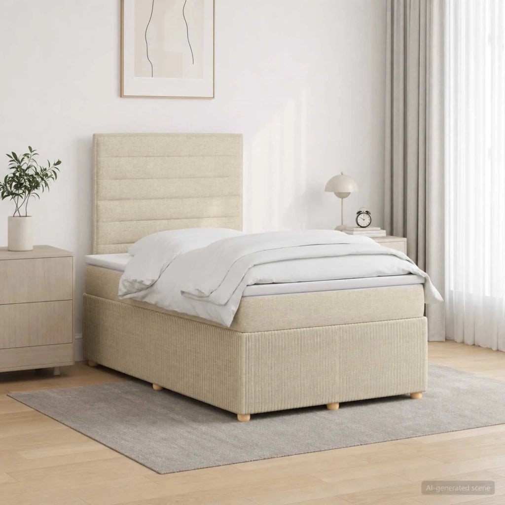Letto box spring con materasso Crema 120 x 190 cm Tessuto 3454345