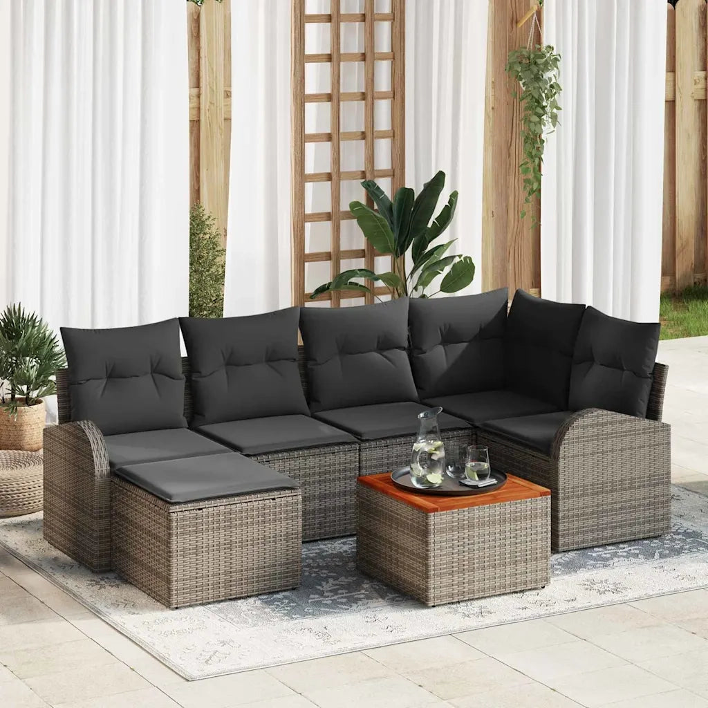 Set Divano da Giardino con cuscino 7 pcs Grigio polyrattan 3347601