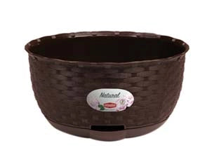 CIOTOLA NATURAL MOKA CON RISERVA D'ACQUA DIAMETRO CM. 30- - cm.30x14.5h. - lt. 5.9 - 4 pezzi STEFANPLAST