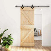 Porta scorrevole Naturale e Nero 70 x 210 cm
