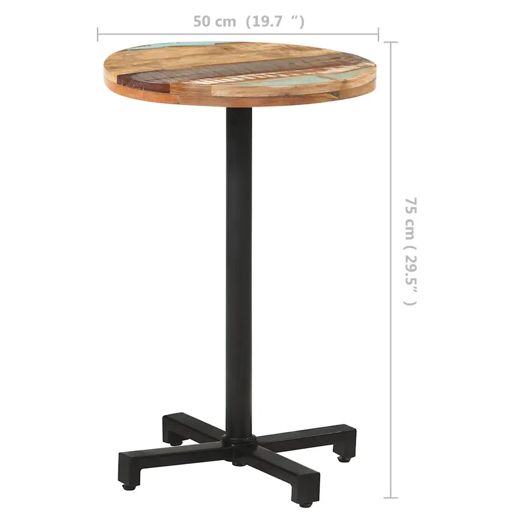 Tavolo da Bistrot Rotondo Ø50x75 cm Legno Massello di Recupero 320287