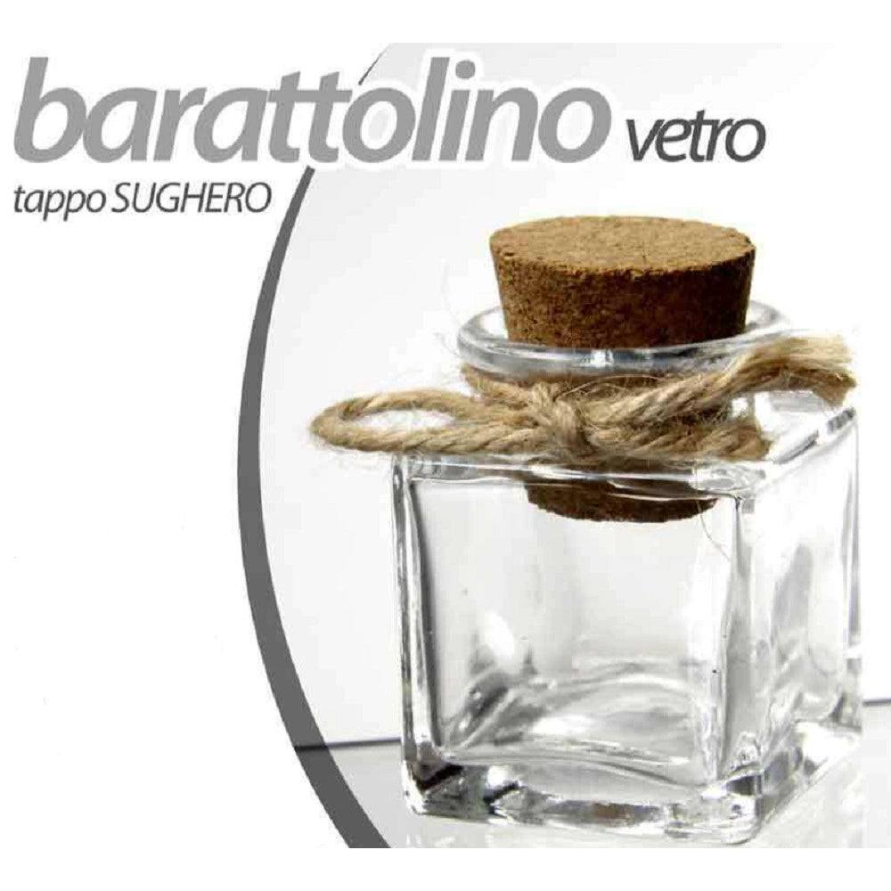Trade Shop - Set 48 Pz Barattolo Barattolino Tappo Sughero Bomboniera In Vetro 4x5cm 715778 -