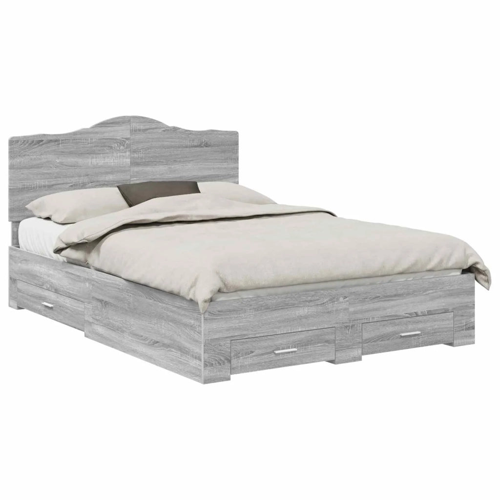 Struttura del letto con testiera Grigio Sonoma 140 x 200 cm