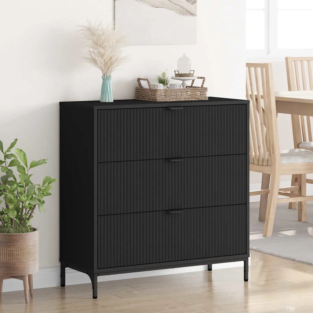 Credenza con cassetto Nero 79,5 x 33 x 82 cm Legno multistrato 883435